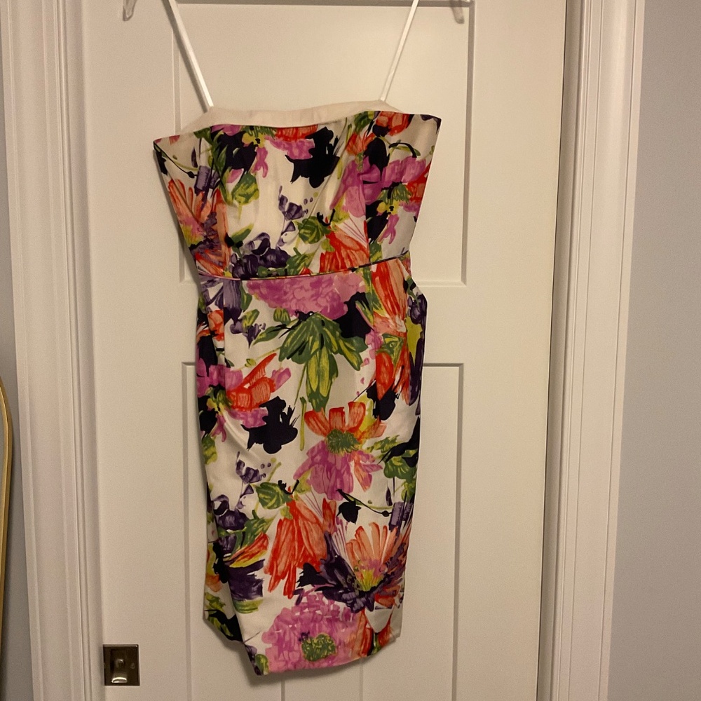 Strapless J Crew Floral Silk Dress
